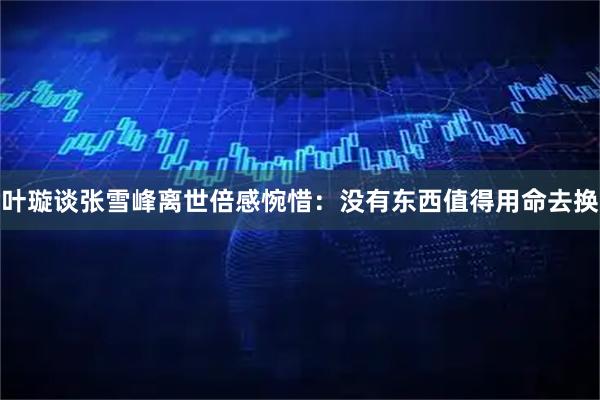 叶璇谈张雪峰离世倍感惋惜:没有东西值得用命去换